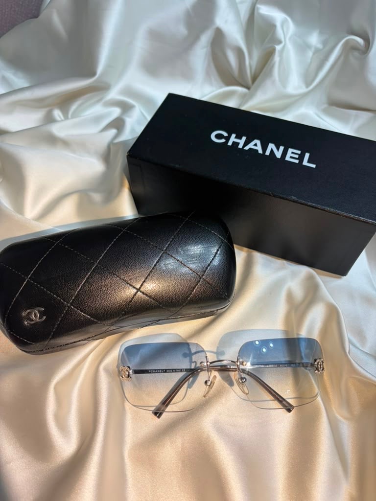 Chanel Rimless Sunglasses With Light Blue Gradient Lenses